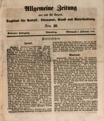 Allgemeine Zeitung von und für Bayern (Fränkischer Kurier) Mittwoch 5. Februar 1840