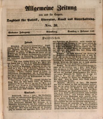 Allgemeine Zeitung von und für Bayern (Fränkischer Kurier) Samstag 8. Februar 1840