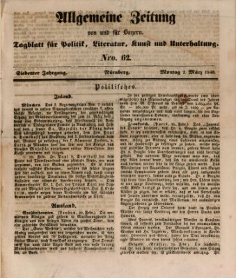 Allgemeine Zeitung von und für Bayern (Fränkischer Kurier) Montag 2. März 1840