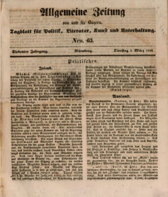 Allgemeine Zeitung von und für Bayern (Fränkischer Kurier) Dienstag 3. März 1840