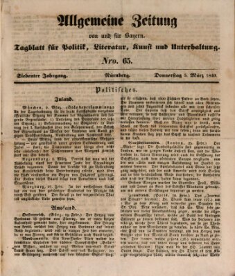 Allgemeine Zeitung von und für Bayern (Fränkischer Kurier) Donnerstag 5. März 1840