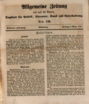 Allgemeine Zeitung von und für Bayern (Fränkischer Kurier) Freitag 15. Mai 1840