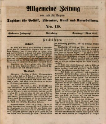 Allgemeine Zeitung von und für Bayern (Fränkischer Kurier) Sonntag 17. Mai 1840