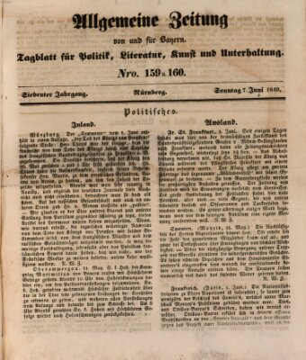 Allgemeine Zeitung von und für Bayern (Fränkischer Kurier) Sonntag 7. Juni 1840