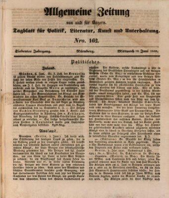 Allgemeine Zeitung von und für Bayern (Fränkischer Kurier) Mittwoch 10. Juni 1840