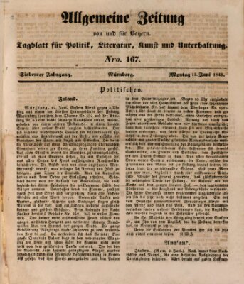 Allgemeine Zeitung von und für Bayern (Fränkischer Kurier) Montag 15. Juni 1840