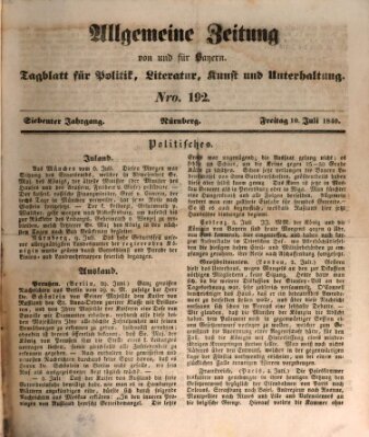 Allgemeine Zeitung von und für Bayern (Fränkischer Kurier) Freitag 10. Juli 1840