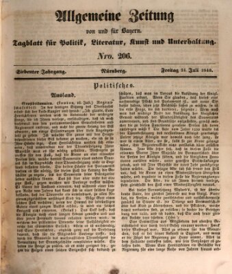 Allgemeine Zeitung von und für Bayern (Fränkischer Kurier) Freitag 24. Juli 1840
