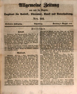 Allgemeine Zeitung von und für Bayern (Fränkischer Kurier) Sonntag 9. August 1840