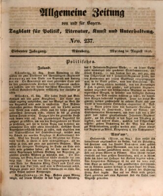 Allgemeine Zeitung von und für Bayern (Fränkischer Kurier) Montag 24. August 1840