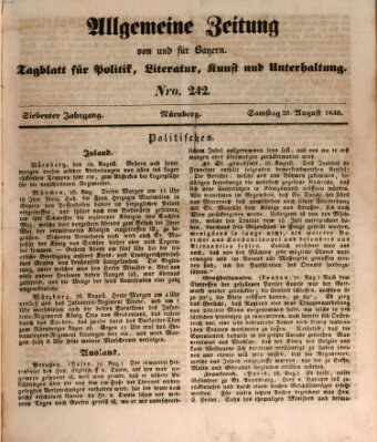 Allgemeine Zeitung von und für Bayern (Fränkischer Kurier) Samstag 29. August 1840