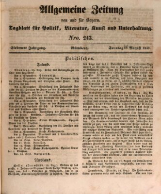 Allgemeine Zeitung von und für Bayern (Fränkischer Kurier) Sonntag 30. August 1840