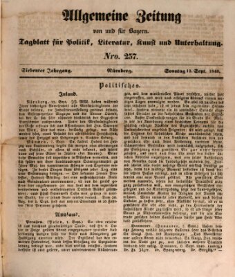 Allgemeine Zeitung von und für Bayern (Fränkischer Kurier) Sonntag 13. September 1840