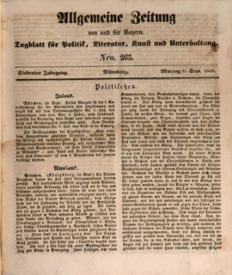 Allgemeine Zeitung von und für Bayern (Fränkischer Kurier) Montag 21. September 1840