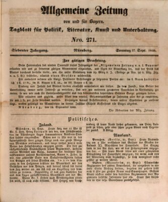 Allgemeine Zeitung von und für Bayern (Fränkischer Kurier) Sonntag 27. September 1840