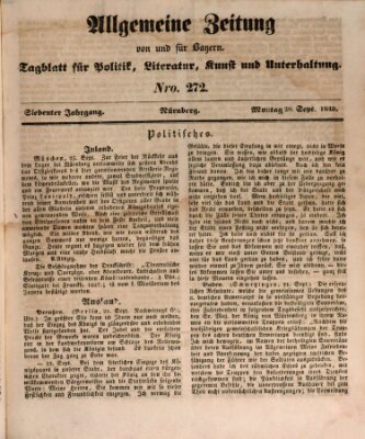 Allgemeine Zeitung von und für Bayern (Fränkischer Kurier) Montag 28. September 1840