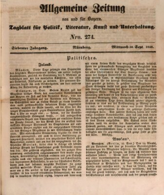 Allgemeine Zeitung von und für Bayern (Fränkischer Kurier) Mittwoch 30. September 1840