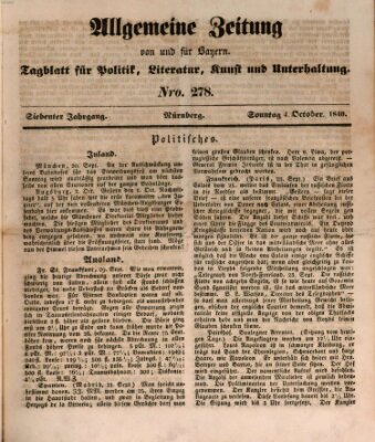 Allgemeine Zeitung von und für Bayern (Fränkischer Kurier) Sonntag 4. Oktober 1840