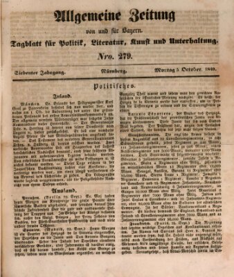 Allgemeine Zeitung von und für Bayern (Fränkischer Kurier) Montag 5. Oktober 1840