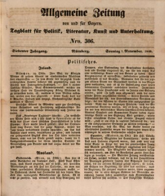 Allgemeine Zeitung von und für Bayern (Fränkischer Kurier) Sonntag 1. November 1840