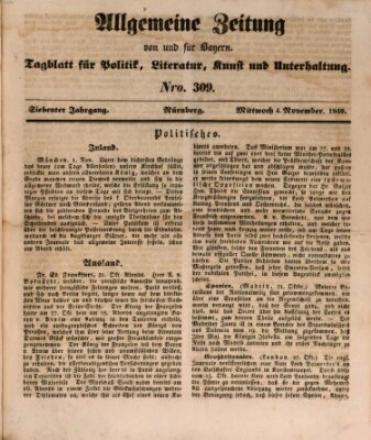 Allgemeine Zeitung von und für Bayern (Fränkischer Kurier) Mittwoch 4. November 1840