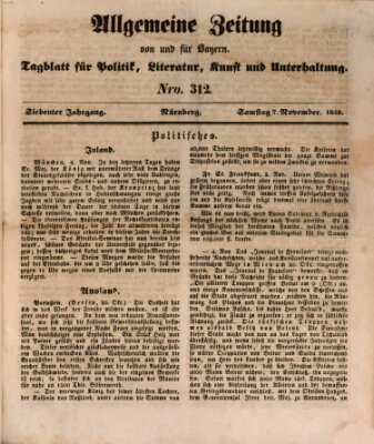 Allgemeine Zeitung von und für Bayern (Fränkischer Kurier) Samstag 7. November 1840