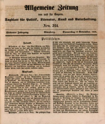 Allgemeine Zeitung von und für Bayern (Fränkischer Kurier) Donnerstag 19. November 1840