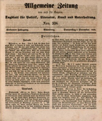 Allgemeine Zeitung von und für Bayern (Fränkischer Kurier) Donnerstag 3. Dezember 1840