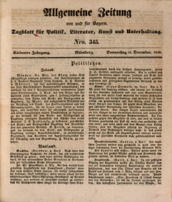 Allgemeine Zeitung von und für Bayern (Fränkischer Kurier) Donnerstag 10. Dezember 1840