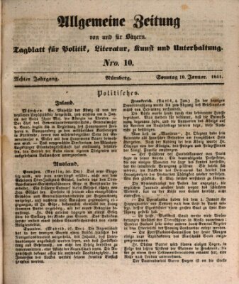 Allgemeine Zeitung von und für Bayern (Fränkischer Kurier) Sonntag 10. Januar 1841