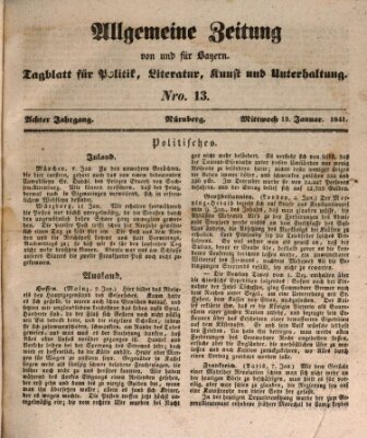 Allgemeine Zeitung von und für Bayern (Fränkischer Kurier) Mittwoch 13. Januar 1841