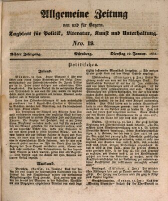 Allgemeine Zeitung von und für Bayern (Fränkischer Kurier) Dienstag 19. Januar 1841