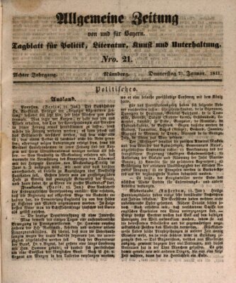 Allgemeine Zeitung von und für Bayern (Fränkischer Kurier) Donnerstag 21. Januar 1841