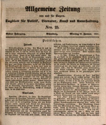 Allgemeine Zeitung von und für Bayern (Fränkischer Kurier) Montag 25. Januar 1841