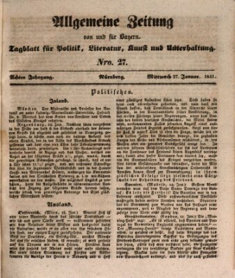 Allgemeine Zeitung von und für Bayern (Fränkischer Kurier) Mittwoch 27. Januar 1841