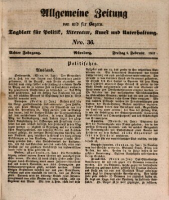 Allgemeine Zeitung von und für Bayern (Fränkischer Kurier) Freitag 5. Februar 1841