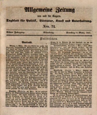 Allgemeine Zeitung von und für Bayern (Fränkischer Kurier) Samstag 13. März 1841