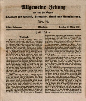 Allgemeine Zeitung von und für Bayern (Fränkischer Kurier) Samstag 20. März 1841