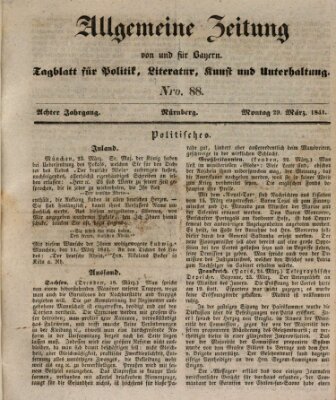 Allgemeine Zeitung von und für Bayern (Fränkischer Kurier) Montag 29. März 1841