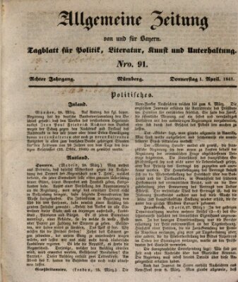 Allgemeine Zeitung von und für Bayern (Fränkischer Kurier) Donnerstag 1. April 1841