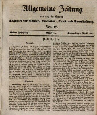 Allgemeine Zeitung von und für Bayern (Fränkischer Kurier) Donnerstag 8. April 1841