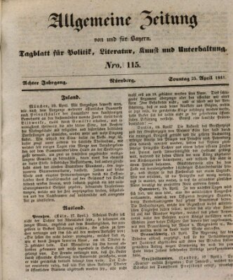 Allgemeine Zeitung von und für Bayern (Fränkischer Kurier) Sonntag 25. April 1841