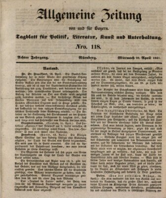 Allgemeine Zeitung von und für Bayern (Fränkischer Kurier) Mittwoch 28. April 1841