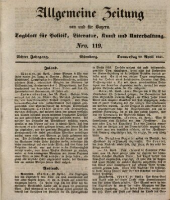 Allgemeine Zeitung von und für Bayern (Fränkischer Kurier) Donnerstag 29. April 1841