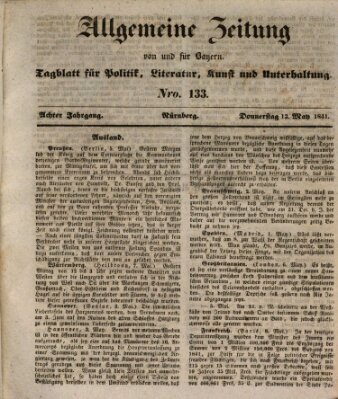 Allgemeine Zeitung von und für Bayern (Fränkischer Kurier) Donnerstag 13. Mai 1841