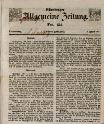 Nürnberger Zeitung (Fränkischer Kurier) Donnerstag 3. Juni 1841