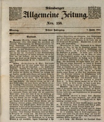 Nürnberger Zeitung (Fränkischer Kurier) Montag 7. Juni 1841