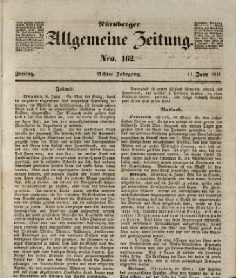 Nürnberger Zeitung (Fränkischer Kurier) Freitag 11. Juni 1841