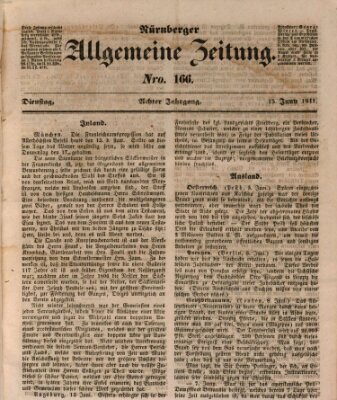 Nürnberger Zeitung (Fränkischer Kurier) Dienstag 15. Juni 1841