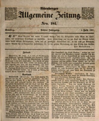 Nürnberger Zeitung (Fränkischer Kurier) Samstag 3. Juli 1841